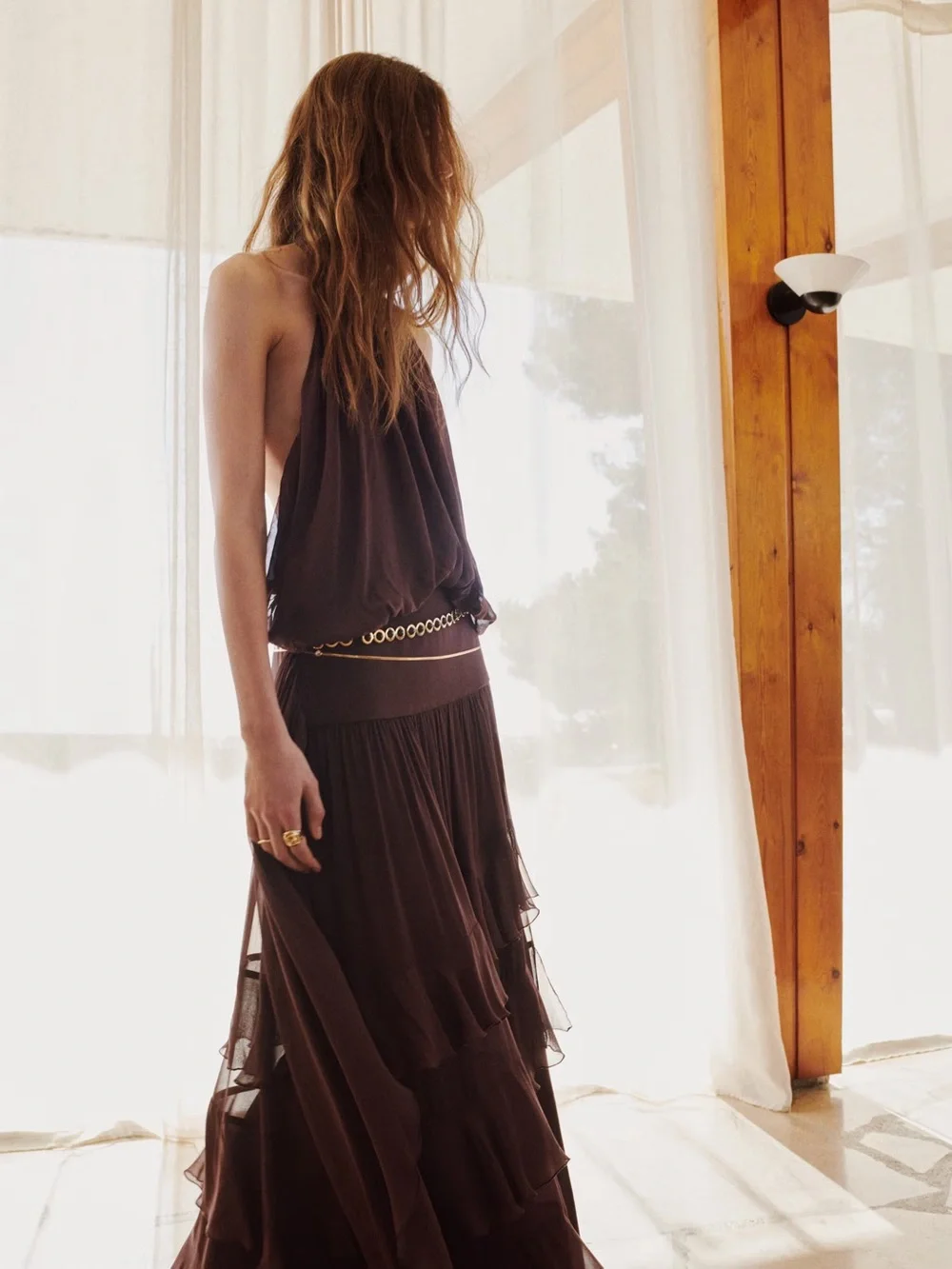 NWT (size small) MANGO HALTER DRESS WITH RUFFLES - Picture 1 of 9